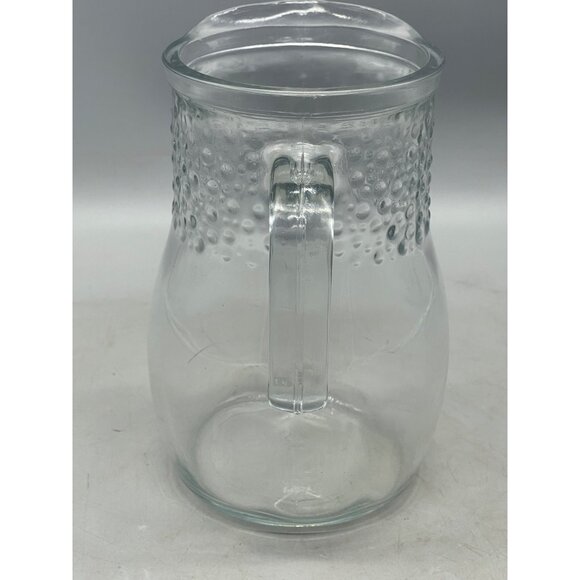 dimpled pitcher clear small glass handle 7" READ - Picture 5 of 6
